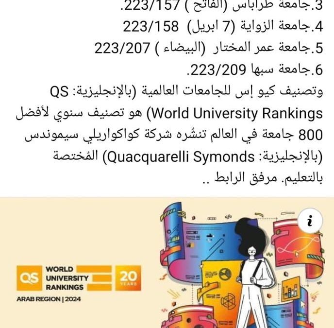 جامعة بنغازي تدخل من جديد في تصنيف QS والأولى محليًا
