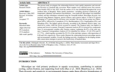 University of Benghazi Researchers Publish Q3-Indexed Study on Water Quality and Algal Diversity