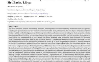 Scientific Publication by the Department of Earth Sciences in a Scopus-Indexed Journal