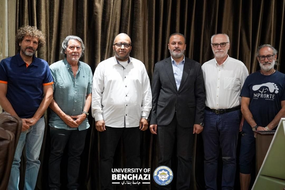 University of Benghazi officials with Italian scientific research team during cooperation meeting