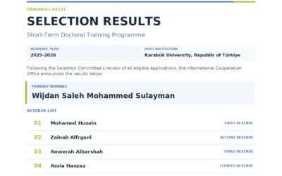 University of Benghazi Announces Erasmus+ KA171 Short-Term Doctoral Training Selection Results for Karabük University