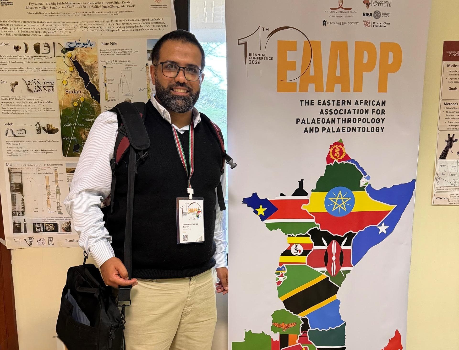 University of Benghazi researcher presenting fossil research at the EAAPP 2026 palaeontology conference in Kenya