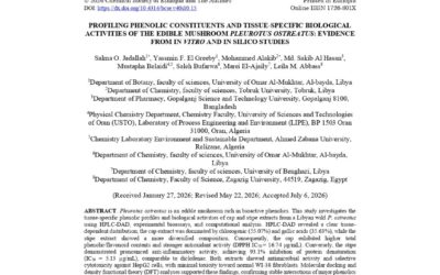 University of Benghazi Researcher Publishes Study on Pharmaceutical Potential of Oyster Mushrooms
