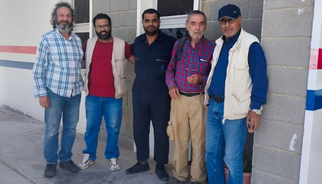 Martin Pickford and University of Benghazi researchers conducting geological fieldwork at Jabal Zaltan