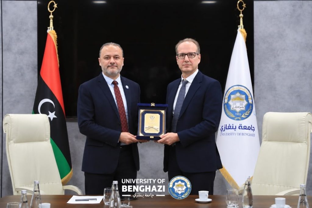University of Benghazi President Eiz Eldeen Aldressi meeting British Ambassador Martin Reynolds
