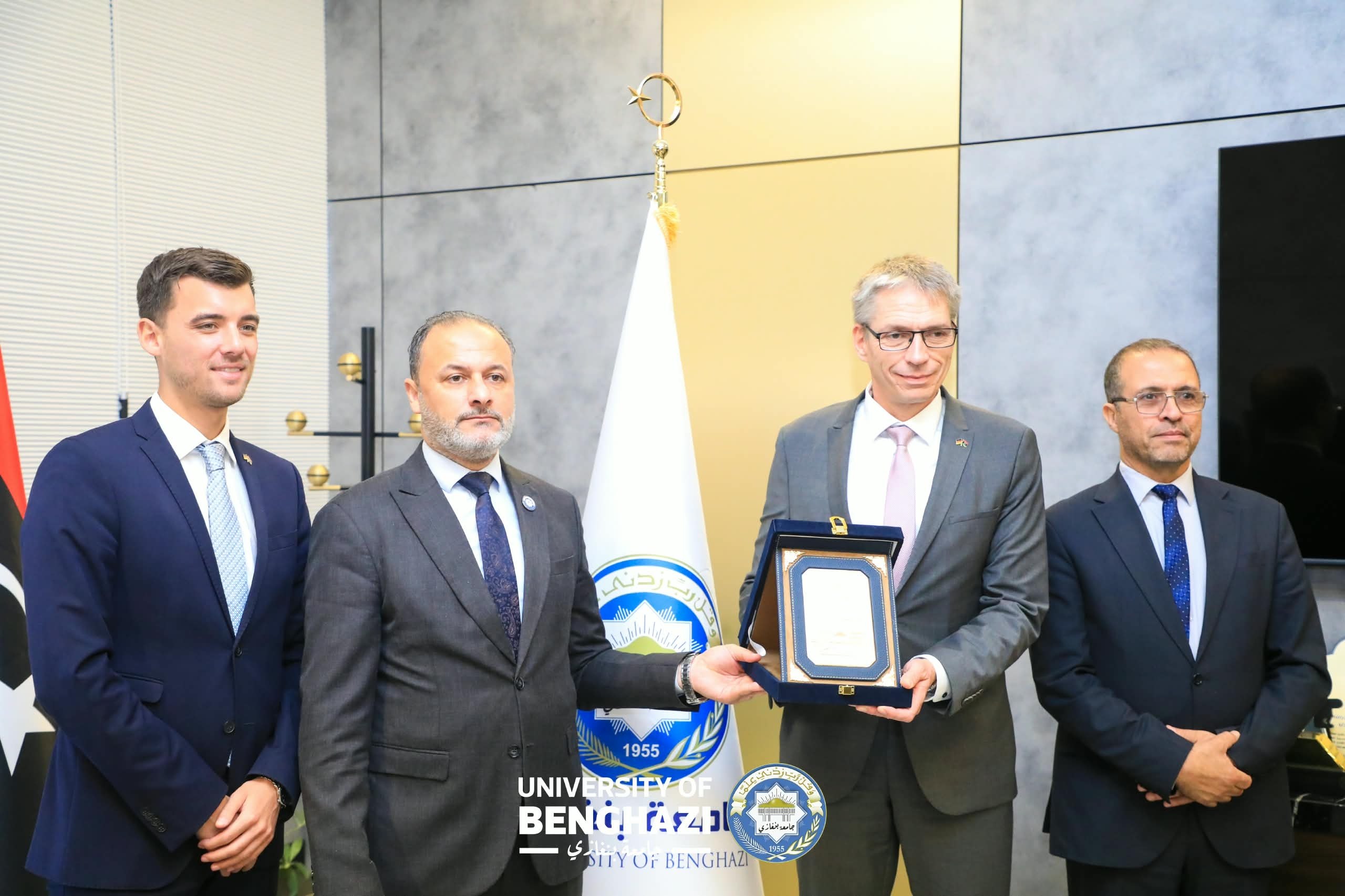 University of Benghazi President Eiz Eldeen Aldressi meeting German Ambassador Arvid Enders