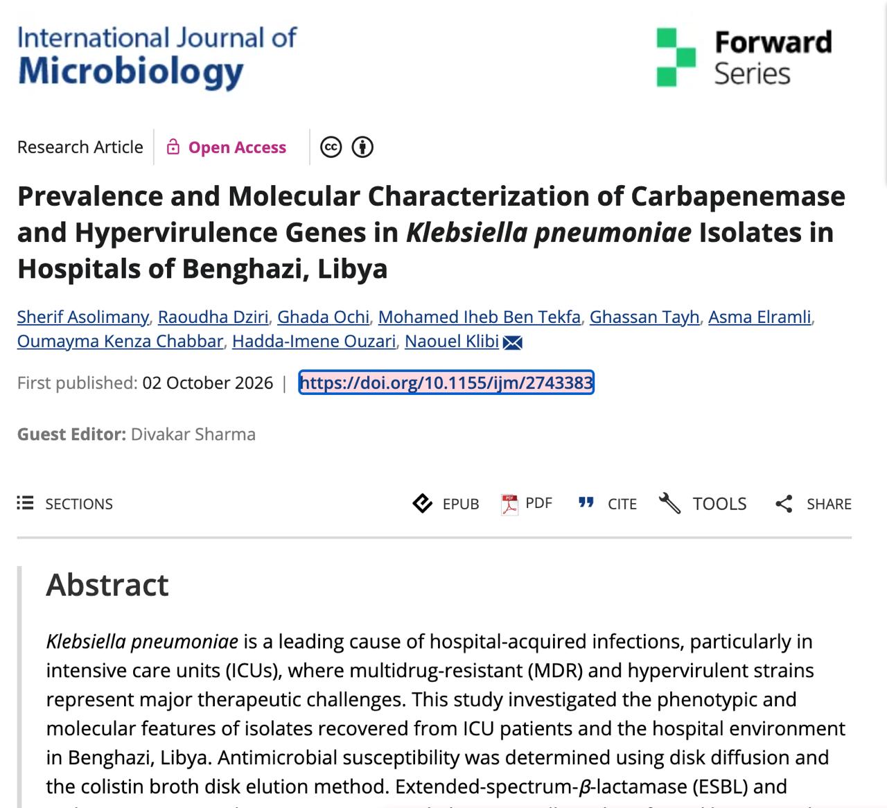 Medical microbiology research on Klebsiella pneumoniae and antimicrobial resistance